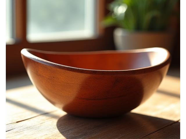 Hand-turned cherry wood decorative bowl