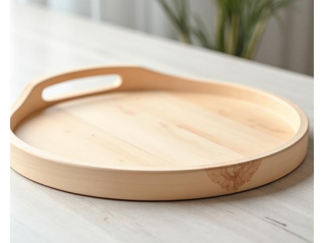 Round maple serving tray with juice groove